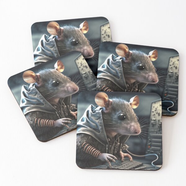 Item preview, Tiny Cheeky Cyberpunk Hacker Mouse/Rat designed and sold by ArtificialEye.