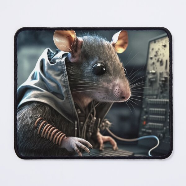 Item preview, Tiny Cheeky Cyberpunk Hacker Mouse/Rat designed and sold by ArtificialEye.
