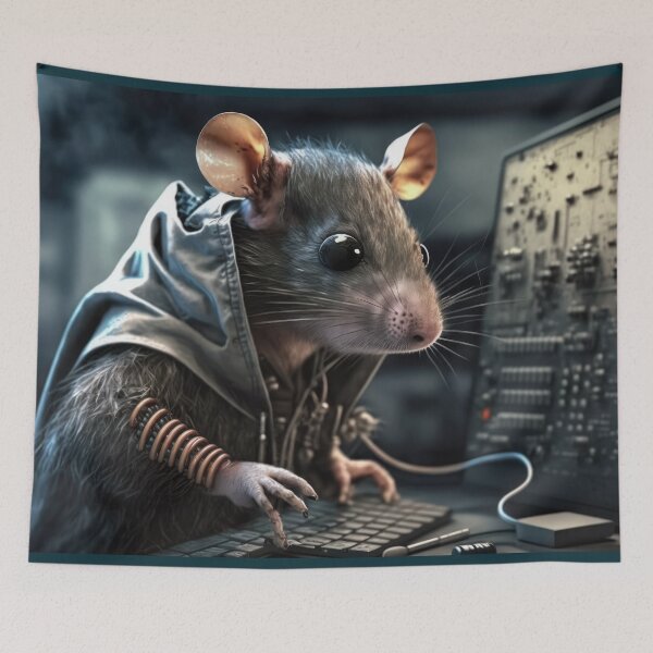 Item preview, Tiny Cheeky Cyberpunk Hacker Mouse/Rat designed and sold by ArtificialEye.