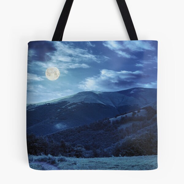 Item preview, path through the forest in mountains at night designed and sold by mike-pellinni.