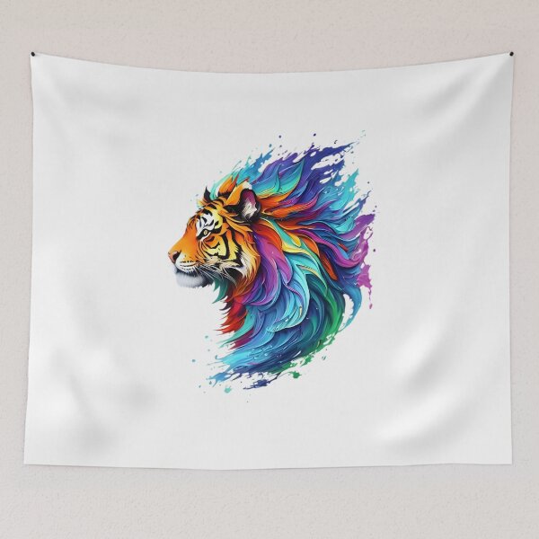 Item preview, Tiger Digital Painting - Rainbow Splash of Ink designed and sold by Azayda Designs.