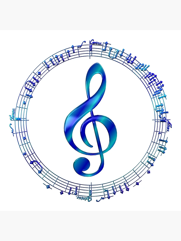Blue Treble Clef Inside Music Notes