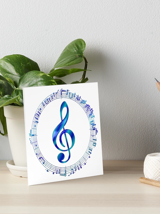 Blue Treble Clef Inside Music Notes