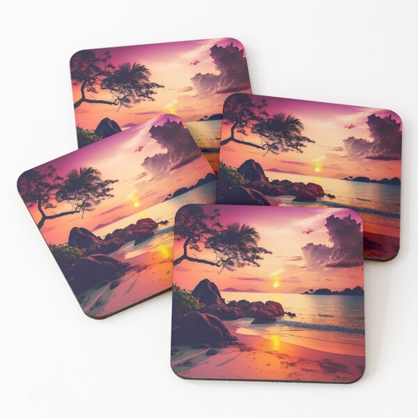 Item preview, Beautiful sunset over tropical beach and sea designed and sold by ImagineInk.