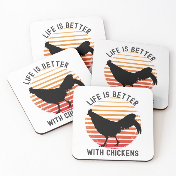 Item preview, Life Is Better With Chickens Retro Red Orange Sunset Design designed and sold by designsmostfowl.