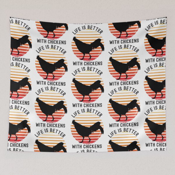 Item preview, Life Is Better With Chickens Retro Red Orange Sunset Design designed and sold by designsmostfowl.