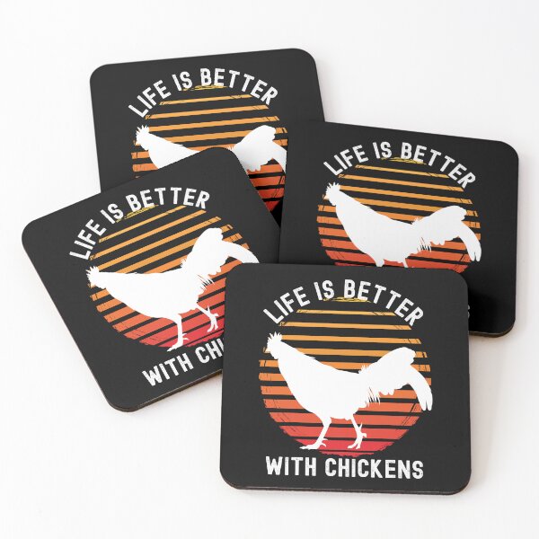 Item preview, Life Is Better With Chickens Retro Red Orange Sunset Dark Color Design designed and sold by designsmostfowl.