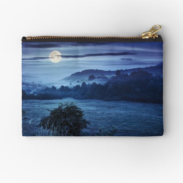cold fog at night in mountains Zipper Pouch