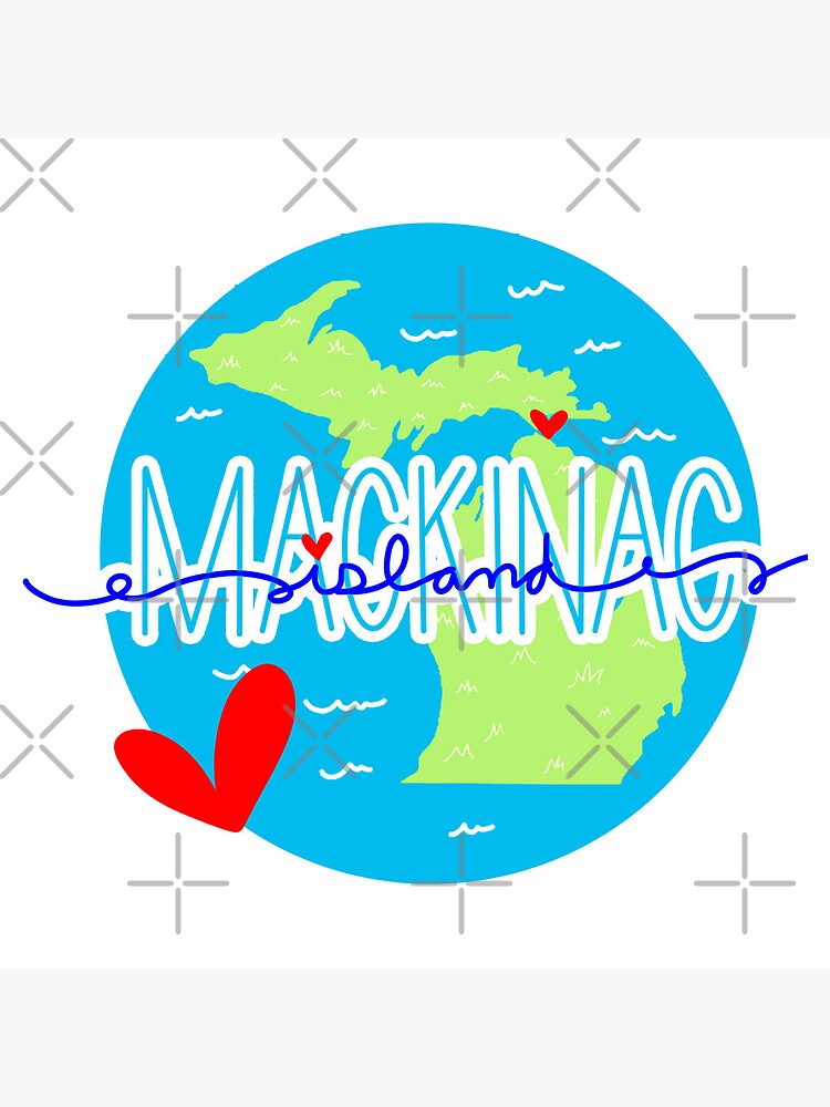 Disover Mackinac Island Michigan Map Premium Matte Vertical Poster