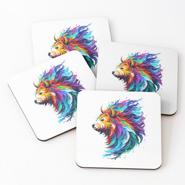 Item preview, Yak Digital Painting - Rainbow Splash of Ink designed and sold by Azayda Designs.
