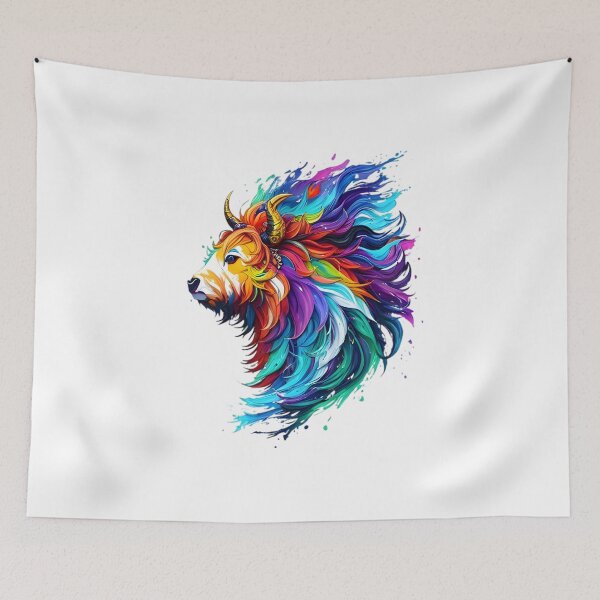 Item preview, Yak Digital Painting - Rainbow Splash of Ink designed and sold by Azayda Designs.