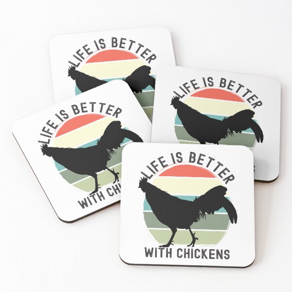 Item preview, Life Is Better With Chickens Retro Flat Color Sunset Design designed and sold by designsmostfowl.
