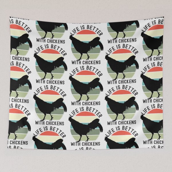 Item preview, Life Is Better With Chickens Retro Flat Color Sunset Design designed and sold by designsmostfowl.