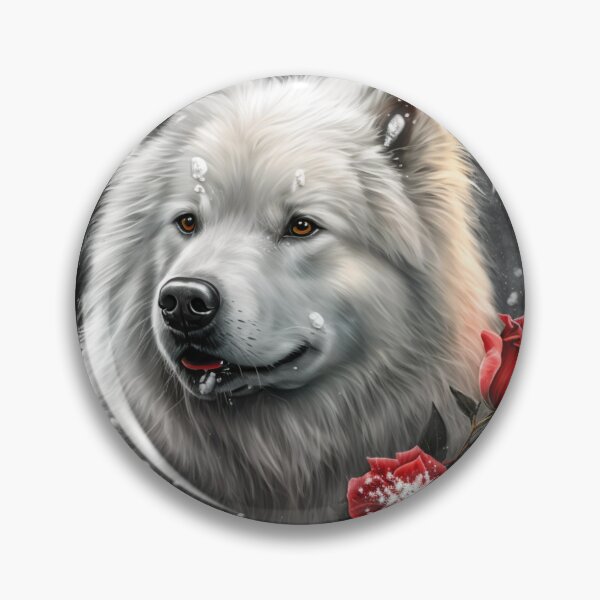 Item preview, Samoyed With Red Roses designed and sold by Nocturne  Paws.