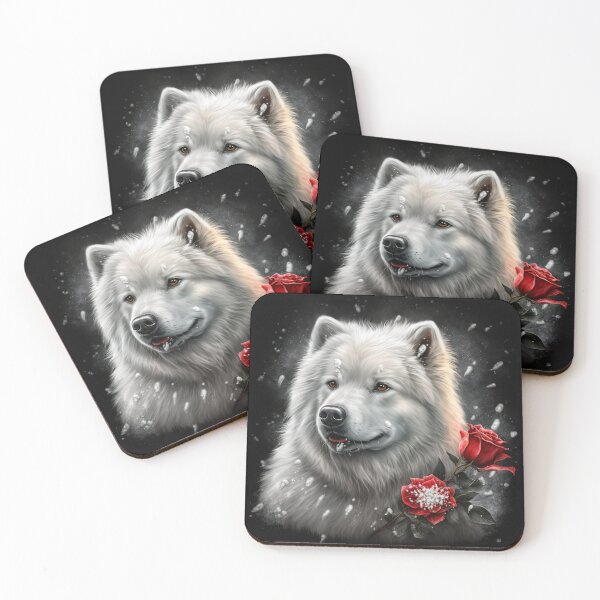 Item preview, Samoyed With Red Roses designed and sold by Nocturne  Paws.