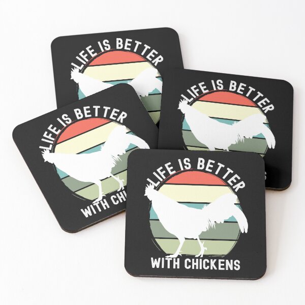 Item preview, Life Is Better With Chickens Retro Flat Color Sunset Dark Color Design designed and sold by designsmostfowl.