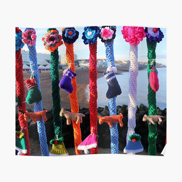 Yarn bomb Christmas Stocking style Poster
