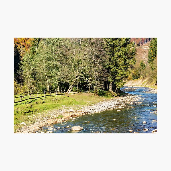 river in autumn mountain forest Photographic Print