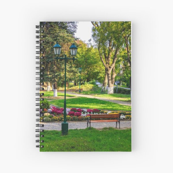 City lights in the park Spiral Notebook