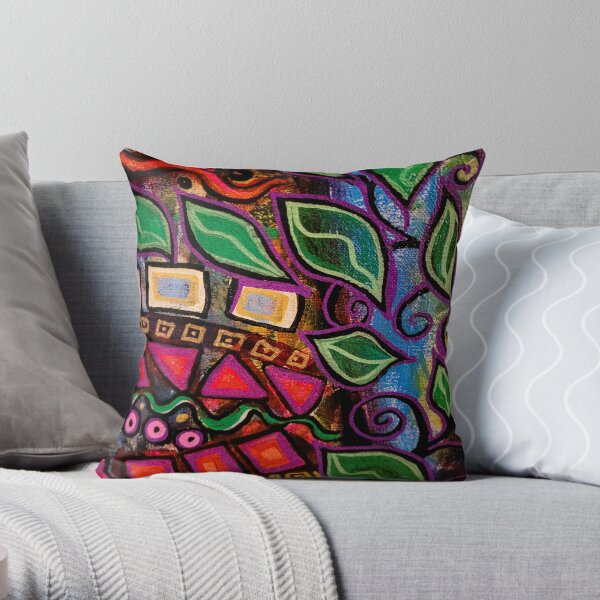Brightly Colored Abstract Pattern Throw Pillow
