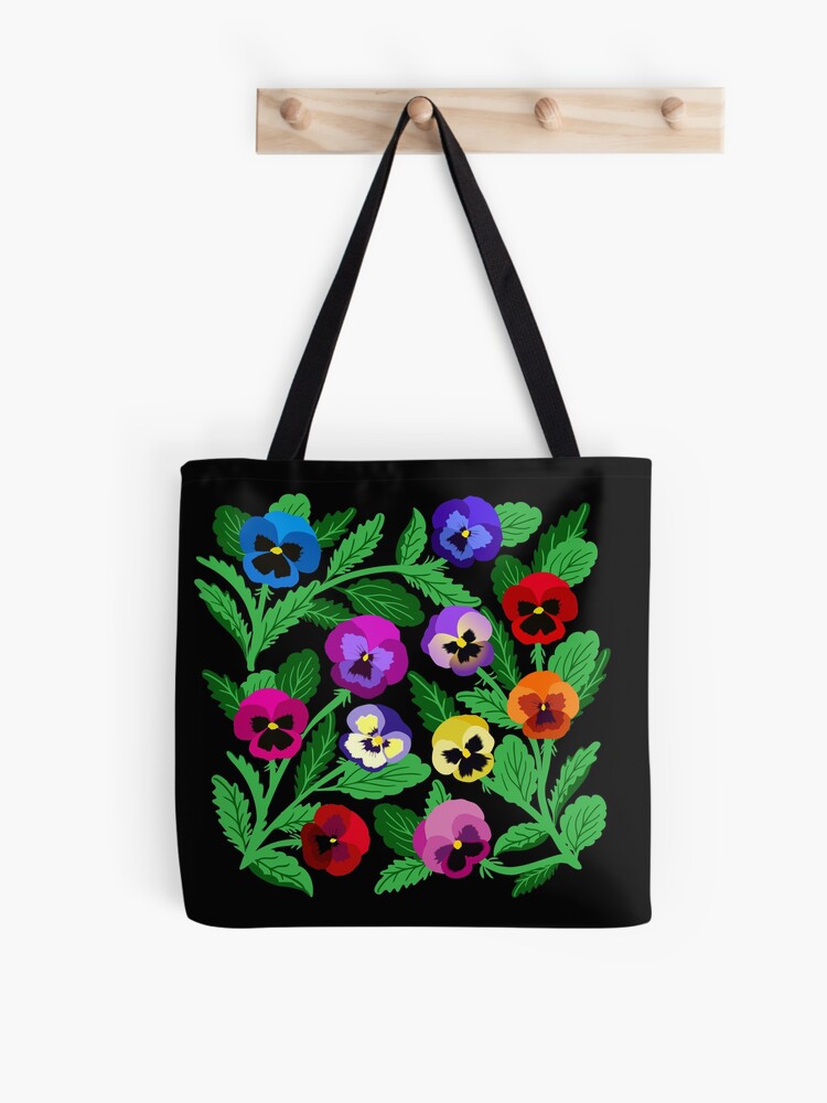 Thumbnail 1 of 2, Tote Bag, Colorful pansy flowers designed and sold by jennifereladd.