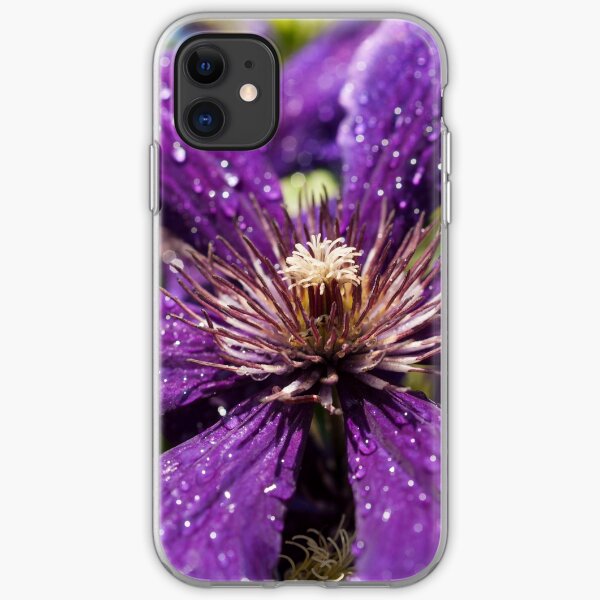 Dew Drops on Purple Flower iPhone Soft Case