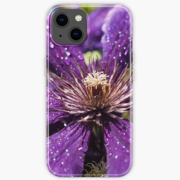 Dew Drops on Purple Flower iPhone Soft Case