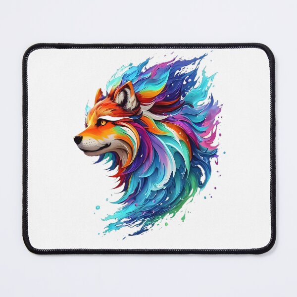 Item preview, Wolf Digital Painting - Rainbow Splash of Ink designed and sold by Azayda Designs.