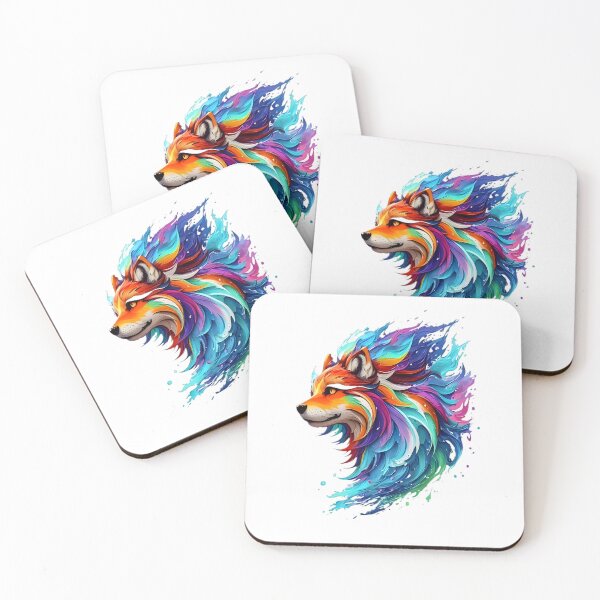 Item preview, Wolf Digital Painting - Rainbow Splash of Ink designed and sold by Azayda Designs.