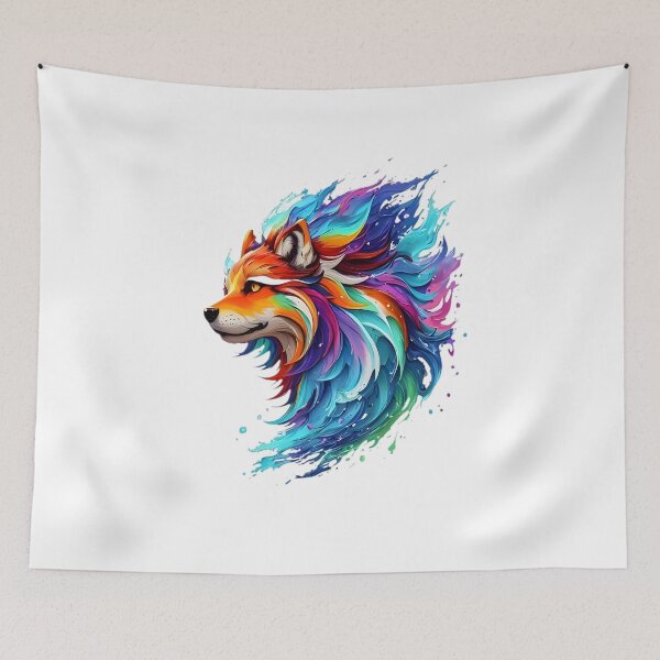 Item preview, Wolf Digital Painting - Rainbow Splash of Ink designed and sold by Azayda Designs.