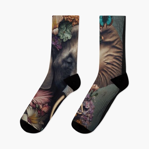 Item preview, Elephant amidst a beautiful garden of flowers ,Graceful Pachyderm in a Blooming Oasis - A Unique Design Concept designed and sold by Asombrosa.