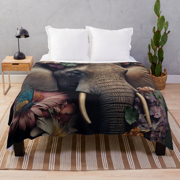 Item preview, Elephant amidst a beautiful garden of flowers ,Graceful Pachyderm in a Blooming Oasis - A Unique Design Concept designed and sold by Asombrosa.