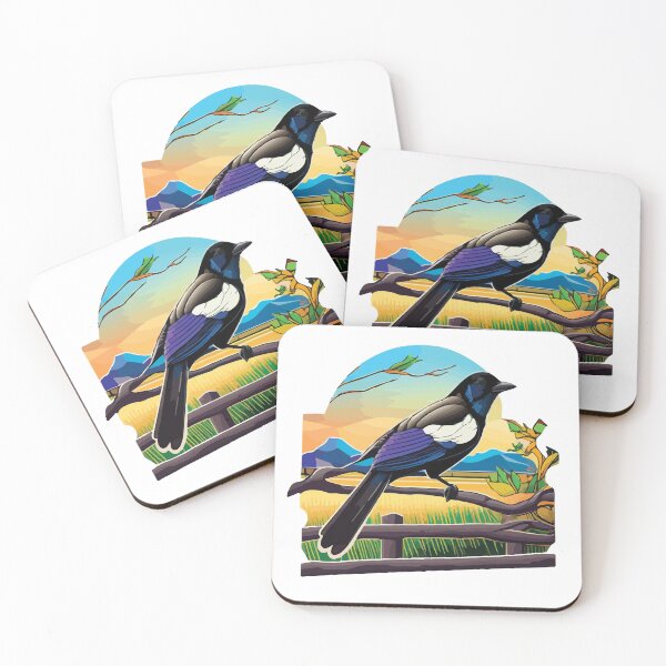 Item preview, Black-Billed Magpie Perched Above a Fence designed and sold by Vector-nook.