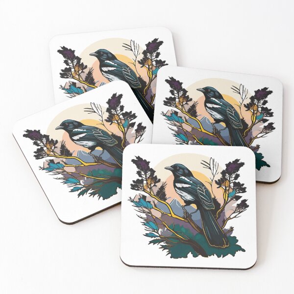 Item preview, Black-Billed Magpie Watching a Mountain Sunrise designed and sold by Vector-nook.