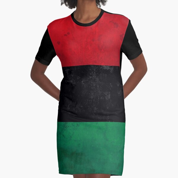 Distressed Afro-American / Pan-African / UNIA flag Graphic T-Shirt Dress