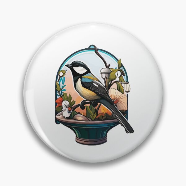Item preview, Black-Capped Chickadee on a Floral Feeder designed and sold by Vector-nook.