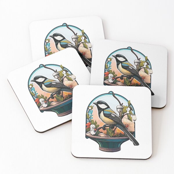Item preview, Black-Capped Chickadee on a Floral Feeder designed and sold by Vector-nook.