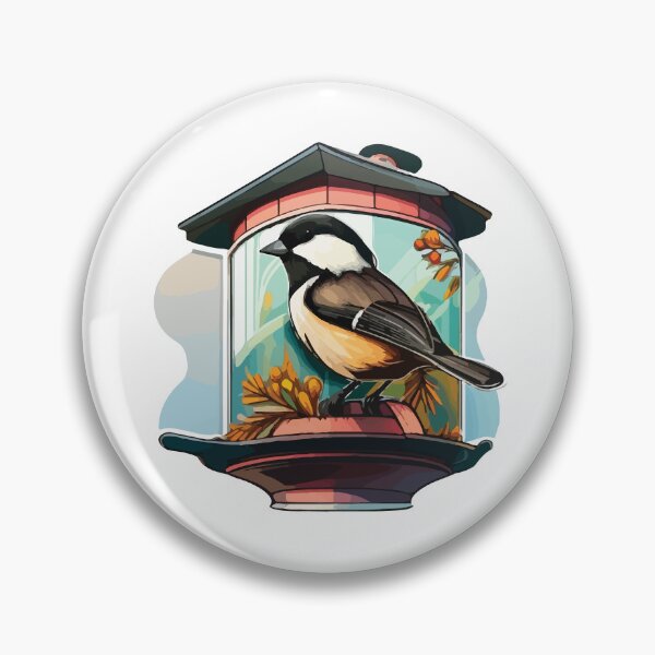 Item preview, Black-Capped Chickadee on a Floral Lantern Feeder designed and sold by Vector-nook.