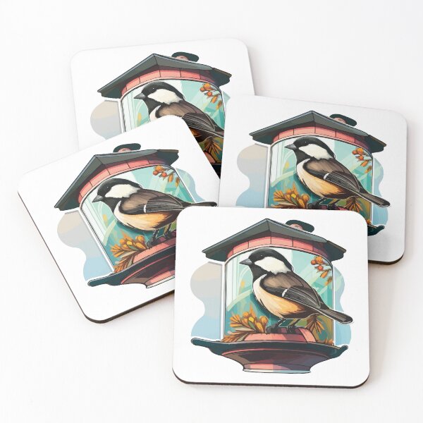 Item preview, Black-Capped Chickadee on a Floral Lantern Feeder designed and sold by Vector-nook.