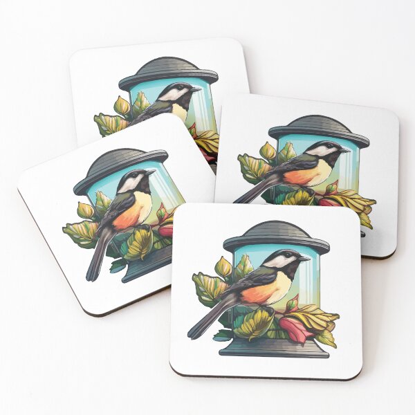 Item preview, Black-Capped Chickadee on Flowers at a Feeder designed and sold by Vector-nook.
