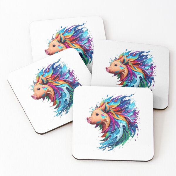 Item preview, Pig Digital Painting - Rainbow Splash of Ink designed and sold by Azayda Designs.
