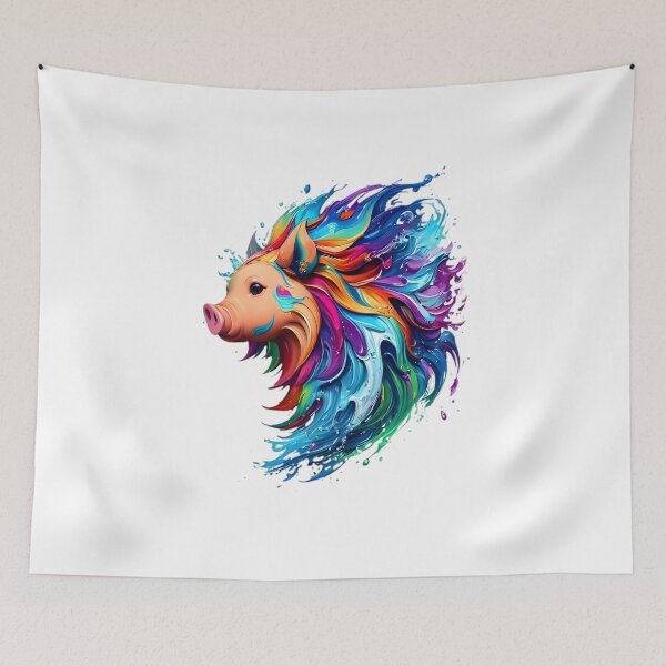 Item preview, Pig Digital Painting - Rainbow Splash of Ink designed and sold by Azayda Designs.