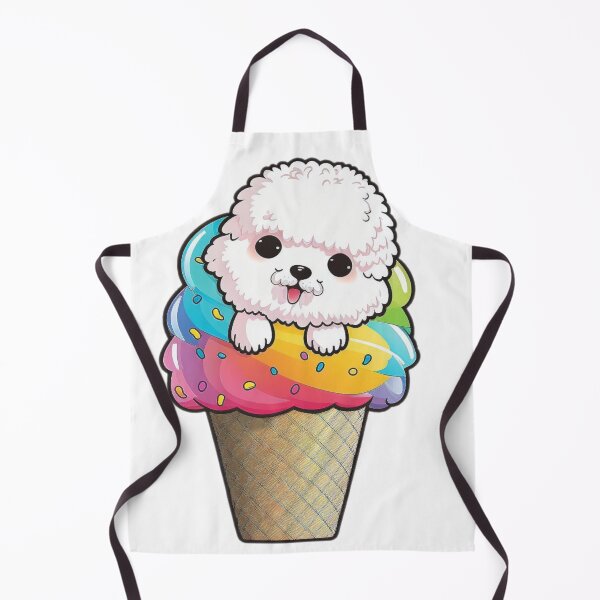 Item preview, cute bichon frise dog sitting in an ice cream designed and sold by Sticker-by-Mia.