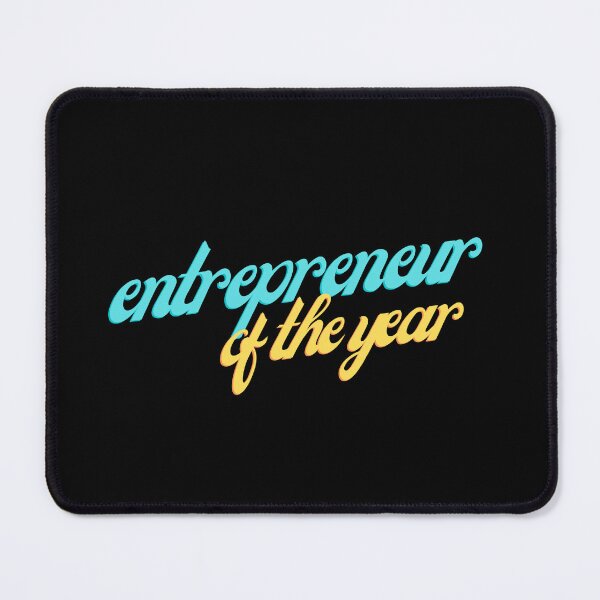 Item preview, Entrepreneur of the year Aqua yellow on Black Successful, Innovative, Daring, Ambitious, Resourceful, Strategic, Visionary, Determined, Resilient, Influential. designed and sold by EmprendeHoy.