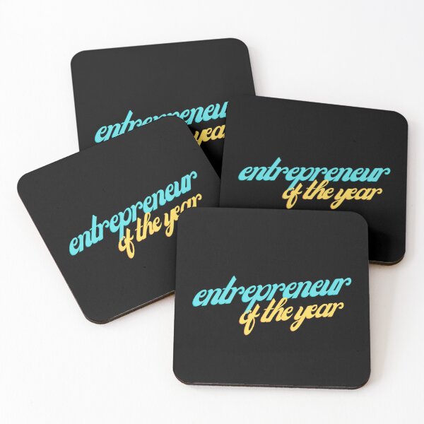 Item preview, Entrepreneur of the year Aqua yellow on Black Successful, Innovative, Daring, Ambitious, Resourceful, Strategic, Visionary, Determined, Resilient, Influential. designed and sold by EmprendeHoy.
