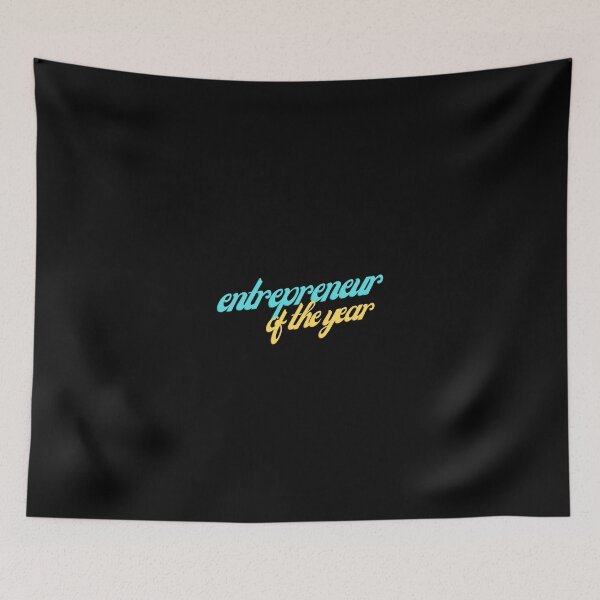 Item preview, Entrepreneur of the year Aqua yellow on Black Successful, Innovative, Daring, Ambitious, Resourceful, Strategic, Visionary, Determined, Resilient, Influential. designed and sold by EmprendeHoy.