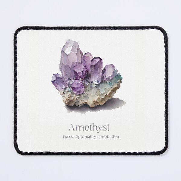 Item preview, Amethyst Crystal Watercolor Print - Amethyst Info Spiritual Properties - Healing Crystals, Minimalist designed and sold by heavyhebi.