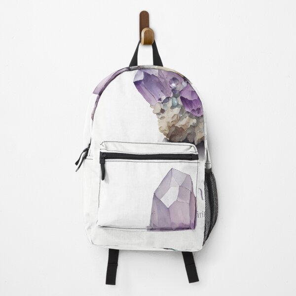 Item preview, Amethyst Crystal Watercolor Print - Amethyst Info Spiritual Properties - Healing Crystals, Minimalist designed and sold by heavyhebi.