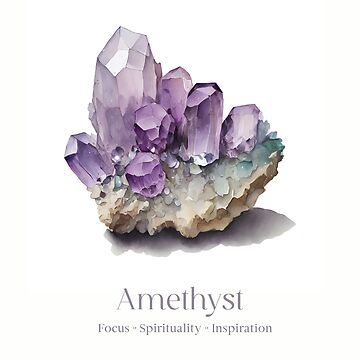 Amethyst Art Print, Crystal Art, Crystal Print, Gem Art, Gem Print,  Gemstone Print, Mineral Art, Boho Decor, Crystal Decor