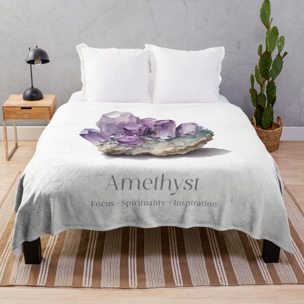Item preview, Amethyst Crystal Watercolor Print - Amethyst Info Spiritual Properties - Healing Crystals, Minimalist designed and sold by heavyhebi.
